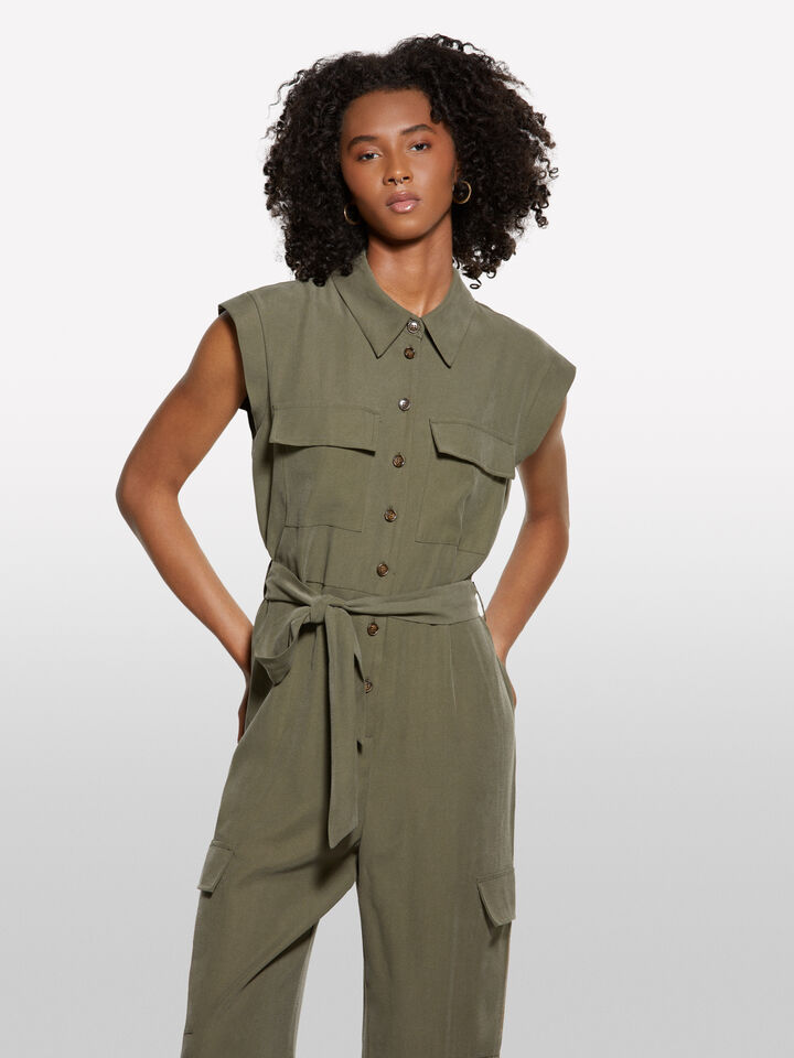 Armeegrüner Cargoanzug - overalls jumpsuits für damen - Militärgrün | Sisley image number 3